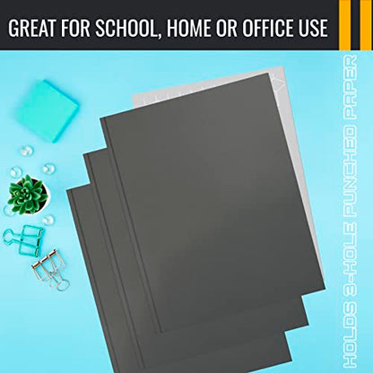 Better Office Products Gray Paper 2 Pocket Folders with Prongs, Matte Texture, Letter Size Paper Folders, 50 Pack, with 3 Metal Prong Fastener Clips, Gray - color: Gray
