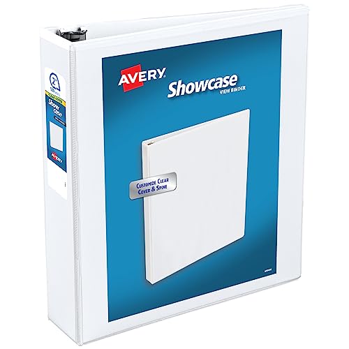 Avery Showcase Standard View 3 Ring Binder, 2" Slant Rings, 530-Sheet Capacity, 2.8 Inch Wide Spine, 1 White Binder, Ideal for Lightweight Organization and Occasional Referencing (19701) - size: 2"