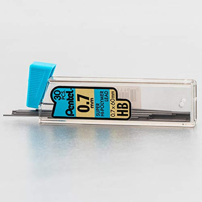 Pentel 슈퍼 하이 폴리머 리드 리필 밸류 팩, (0.5mm 및 0.7mm), 미세/중간 라인, HB, 6개 팩, 심 180개 (C257BPHB6) - size: 1개(1개입)