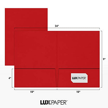 LUXPaper 9" x 12" Presentation Folders | Two Pocket | Ruby Red | 100lb. Cover | 10 Qty - color: Ruby Red