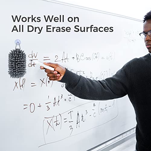 loukin Shag Dry Erase Eraser (3.4 fl oz Whiteboard Cleaner Included), Microfiber White Board Eraser, Washable Glass Board Erasers, for Classroom, Home and Office Use(2 Pack) - size: Grey 2 Pack
