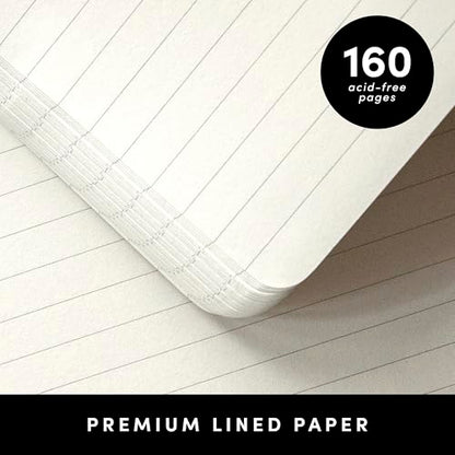 PAPERAGE Lined Journal Notebook, (Navy), 160 Pages, Medium 5.6 in x 8 in - 100 GSM Thick Paper – Hardcover Journaling Notebook for Work, School & Note Taking - color: Navy, style: A. Lined