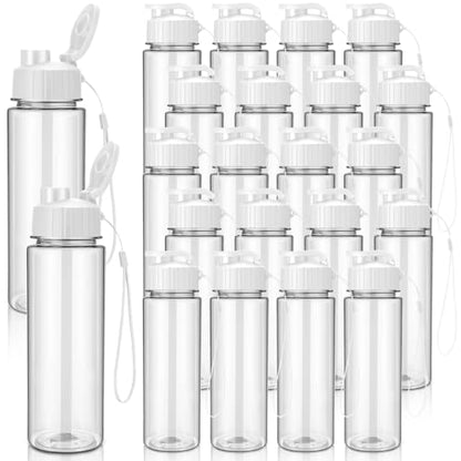 Mifoci 20 Pieces Water Bottle Bulk 17 oz Plastic Water Bottles Bulk Gym Sports Adults Reusable Large Bottles with Leak Proof Flip Top for Party Outdoor (White) - color: White
