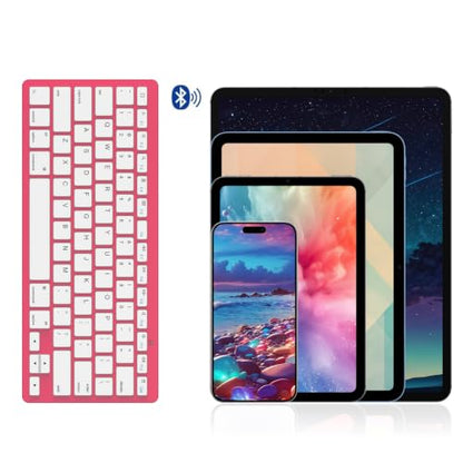 OMOTON Ultra-Slim Bluetooth Keyboard for iPad 11th/10th/9th/8th/7th, iPad Pro/Air/Mini and iPhone Series, Wireless iOS Keyboard with 12 Multimedia Keys for Office, Home, Travel, School,Red - color: Red