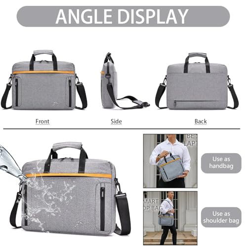 BESMART Waterproof RFID Laptop Bag fits 15.6 Inch Computer, Shoulder Business Briefcase Bag Crossbody Messenger Bags for Men - color: Grey