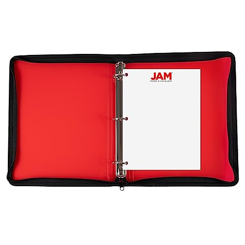 JAM PAPER Plastic Zipper 1.5 inch Binder - Red 3 Ring Binder - Sold Individually - color: Red