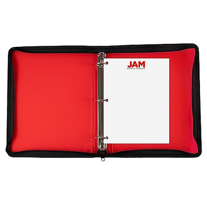 JAM PAPER Plastic Zipper 1.5 inch Binder - Red 3 Ring Binder - Sold Individually - color: Red