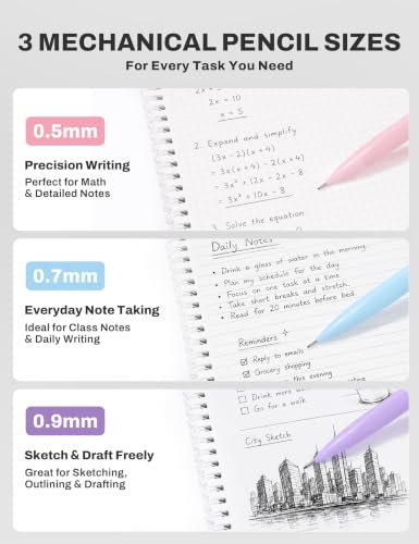 SUNEE 35PCS Aesthetic Stationery Set with Cute Pencil Case, Pastel Highlighters, Black Gel Pens, Mechanical Pencils & Refills, College School Supplies for Students Black - color: Black, style: 35 Pack