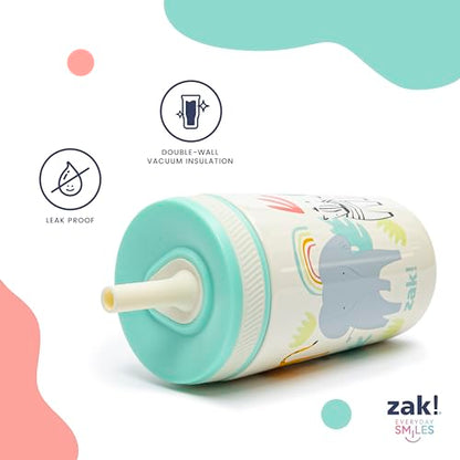 Zak Designs Kelso Tumbler Toddler Cup For Travel or At Home, 12oz Vacuum Insulated Stainless Steel Sippy Cup With Leak-Proof Design is Perfect For Kids (Happy Fruit) - color: Happy Fruit