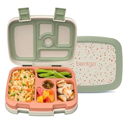 Bentgo Kids 5-Compartment Leak-Proof Bento-Style Lunch Box (Whimsy & Wonder Collection) - Ideal for Ages 3-7, Drop-Proof & Durable, Dishwasher Safe, & PFAS & BPA-Free Materials (Geo Speckle) - color: Geo Speckle