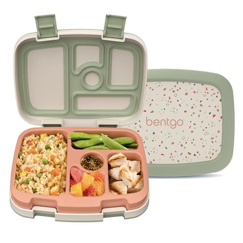 Bentgo Kids 5-Compartment Leak-Proof Bento-Style Lunch Box (Whimsy & Wonder Collection) - Ideal for Ages 3-7, Drop-Proof & Durable, Dishwasher Safe, & PFAS & BPA-Free Materials (Geo Speckle) - color: Geo Speckle