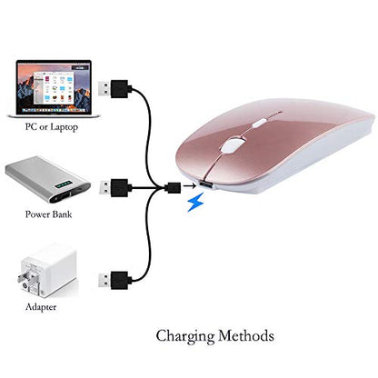 KLO Bluetooth Mouse for MacBook/Laptop/Notebook/pc/iPad/Chromebook, Wireless Mouse for MacBook Pro/AIR (Rose Gold/White) - color: Rose Gold/White