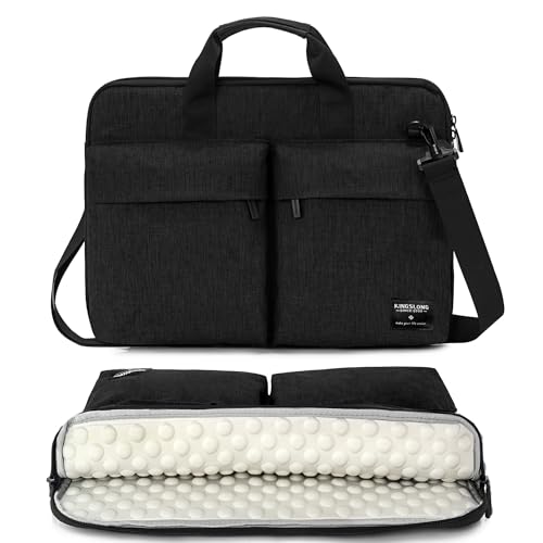 KINGSLONG 17-17.3 inch Slim Laptop Bag, Computer Carrying Case with Shoulder Strap, Notebook Handbag Cover for Men Women Fits Acer Asus Lenovo HP Toshiba Black - color: Black, size: 17 - 17.3 Inch
