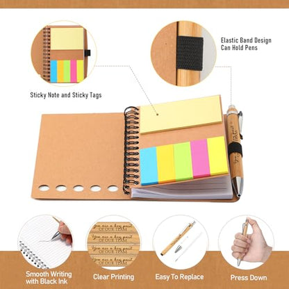 10 Sets Inspirational Notebooks Bulk Back to School Spiral Notebook with Notepad and Bamboo Pen Team Appreciation Gift for Office Teacher Employee Social Worker Student (Team Together) - style: Team Together