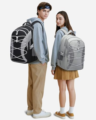BLUEFAIRY Middle High School Backpack for Boys Girls Large Bookbag with Laptop Compartment Back to School Book Bags for Teens Teenagers Mochilas Escolares para Niños Niñas (Light Gray/Gray, Solid) - color: Light Gray/Gray