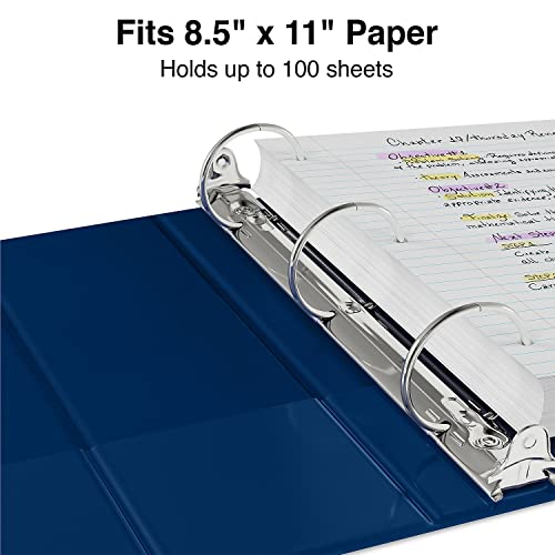 Staples Simply Economy 0.5-Inch Round Ring Non-View Binder, Holds Up to 100 Sheets, Navy, Lightweight Binder for Office & School - color: 1 Pack, size: 0.5" Inch, style: Navy