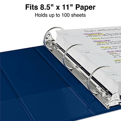 Staples Simply Economy 0.5-Inch Round Ring Non-View Binder, Holds Up to 100 Sheets, Navy, Lightweight Binder for Office & School - color: 1 Pack, size: 0.5" Inch, style: Navy