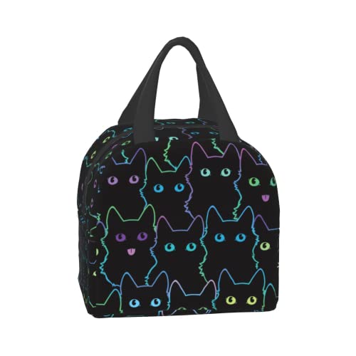 Nerxy Cat Lunch Bag Cute Leakproof Cooler Lunch Box Colorful Cat Silhouettes Insulated Meal Tote Kit Lunch Containers For School Office Picnic For Kids Adults Children,8.5x8x5 In(catLB230406) - color: catLB230406