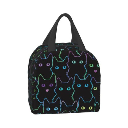 Nerxy Cat Lunch Bag Cute Leakproof Cooler Lunch Box Colorful Cat Silhouettes Insulated Meal Tote Kit Lunch Containers For School Office Picnic For Kids Adults Children,8.5x8x5 In(catLB230406) - color: catLB230406