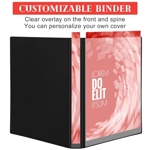 Fulmoon 50 Pcs 3 Ring Binders Bulk with 2 Interior Pockets Round Soft Flexible Ring Binders Holds 175 Sheets with Clear Cover for Office School(Black,1 Inch)