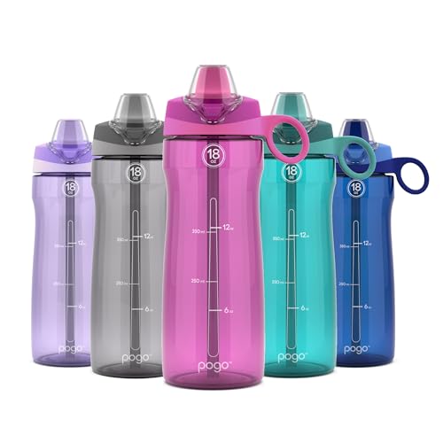 Pogo BPA-Free Tritan Plastic Water Bottle with Soft Straw Lid, 18 Oz, Fuchsia - color: Fuchsia