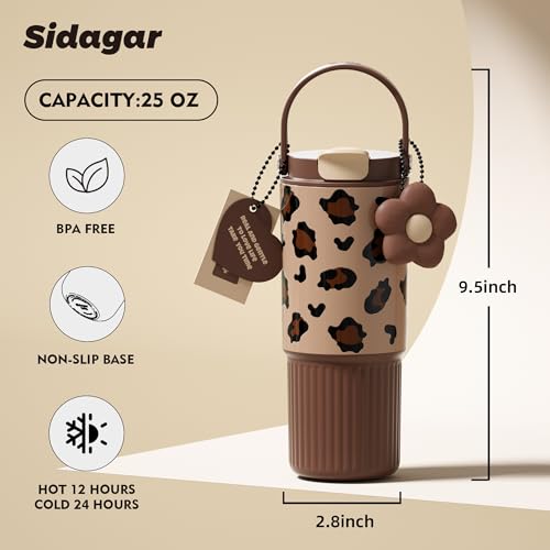 26oz Insulated Water Bottle with Dual Lid, Aesthetic Chocolate Brown Tumbler, 316 Stainless Steel Coffee Mug, Leakproof Minimalist Cup, 24H Cold, Earth Tone Gift for Her, Office Ready - color: Chocolate