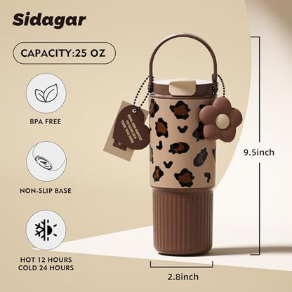 26oz Insulated Water Bottle with Dual Lid, Aesthetic Chocolate Brown Tumbler, 316 Stainless Steel Coffee Mug, Leakproof Minimalist Cup, 24H Cold, Earth Tone Gift for Her, Office Ready - color: Chocolate