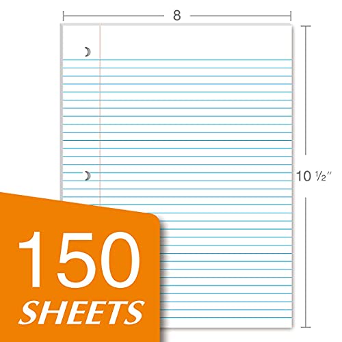 Kaisa Loose Leaf Paper Filler Paper 8x10.5 inches, College Ruled, 3-Hole Punched for 3-Ring Binder, 150 Sheets/Pack (3 Pack) F15001C - color: College, size: 3pack