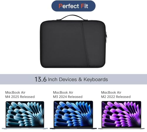 13 Inch Laptop Carrying Sleeve for 2026 2025 Apple MacBook Air 13 Inch Laptop with M5 M4 chip A3449 A3240, MacBook Air 13.6" M3 A3113 2024 / M2 A2681 Protective Bag Case with Handle Pocket - Black - color: Black, size: 13.6 Inch