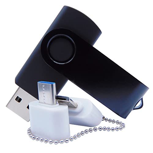 4GB USB Flash Drives Memory Sticks Thumb Drive with OTG & USB C/Type C Adaptors (Black) - color: Black