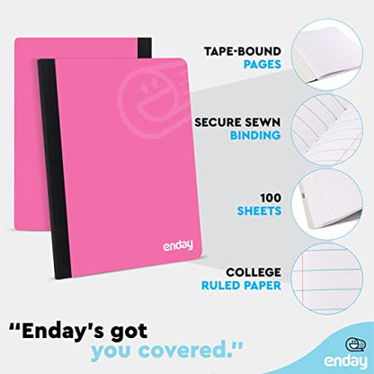 Enday Composition Notebooks College Ruled Paper, Hard Cover Composition Notebook, Premium Lined Composition Books, 100 Sheets Ruled Notebook, Pink and Yellow (2 Pack) - color: PINK - YELLOW