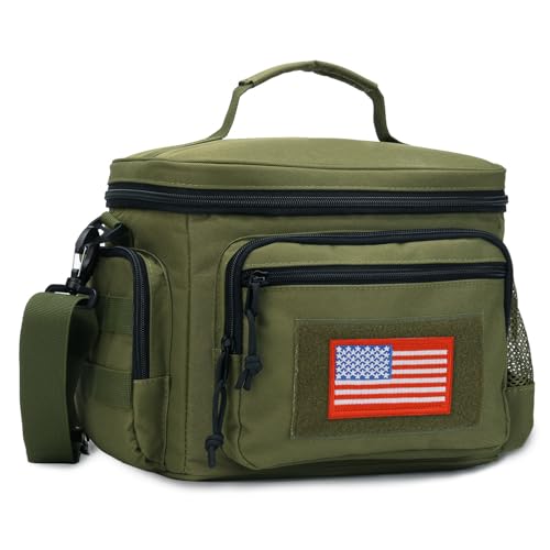 ATRIPACK Lunch Box for Men, Tactical Lunch Bag MOLLE Webbing Leakproof Insulated Large Lunch Cooler Women Adult Meal with Adjustable Shoulder Strap Durable Lunch Pail (Green) - color: Green, size: Medium