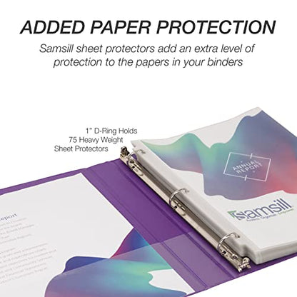 Samsill Durable 1 inch 3 Ring Binder, D Ring Binder, 100% Recycled Chipboard, Purple - color: Purple, size: 1 Pack, style: 1 Inch