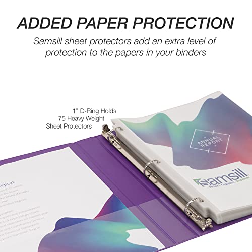 Samsill Durable 1 inch 3 Ring Binder, D Ring Binder, 100% Recycled Chipboard, Purple - color: Purple, size: 1 Pack, style: 1 Inch