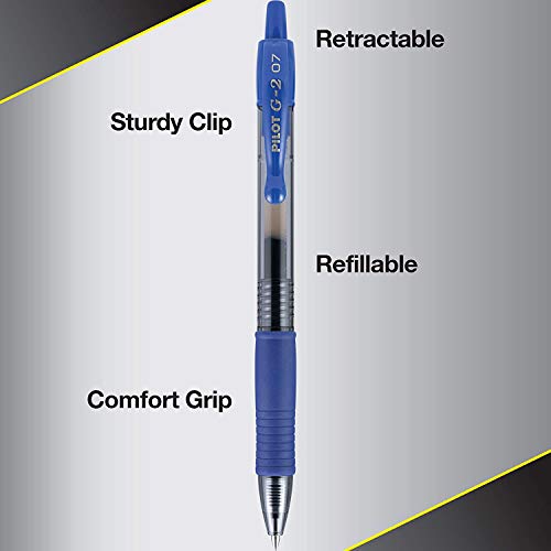 PILOT G2 Premium Gel Pens, 0.7mm Fine Point, Pack of 10 | Refillable & Retractable, 5 Black & 5 Blue Ink Pens