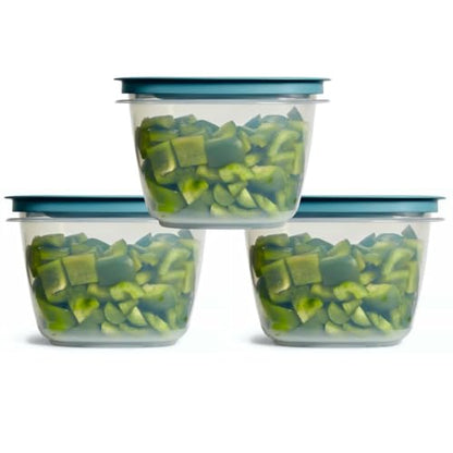 Rubber maid Storage Containers, Easy Find Lids, Teal, 7 cup, Flex & Seal, Leak Proof Lids, Food Storage Set, Clear Meal Prep Flex Containers, 3 Piece Bundle Set - size: 7 Cup