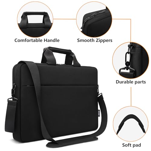 TECOOL Laptop Bag 17 17.3 Inch, Waterproof Laptop Case Sleeve Messenger Bag Briefcase with Shoulder Strap for 17 17.3 Inch Lenovo HP Dell Acer ASUS Notebook Computer Carrying Case, Black | Briefcase with Shoulder Strap for 17 17.3 Inch Lenovo HP Dell Acer