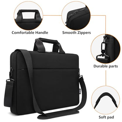 TECOOL Laptop Bag 17 17.3 Inch, Waterproof Laptop Case Sleeve Messenger Bag Briefcase with Shoulder Strap for 17 17.3 Inch Lenovo HP Dell Acer ASUS Notebook Computer Carrying Case, Black | Briefcase with Shoulder Strap for 17 17.3 Inch Lenovo HP Dell Acer