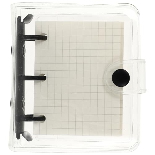AUTSUPPL Mini Pvc Coil Memo Notebook with 3-hole Binder, Black Cover, 50-page Grid Insert, and Pvc Loose Leaf Pouch for Office and School Use