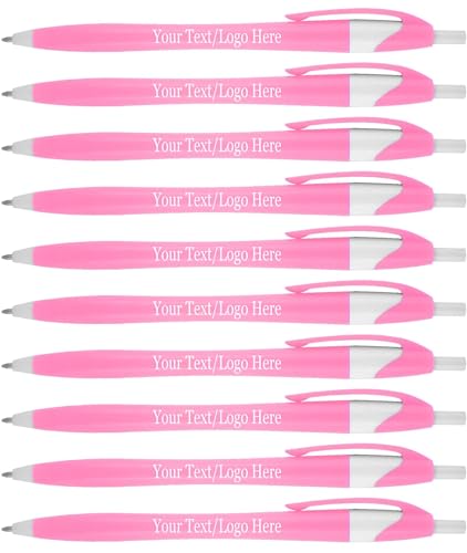 SyPen Personalized Pens With your Custom Logo or Text-500 Pack Bulk-for Businesses, Parties, and Events, Custom Printed Slim Ballpoint Click Pens, PInk Barrel Color, Black Ink - color: Pink, size: 1 Count (Pack of 500)