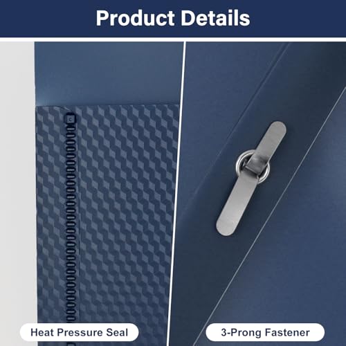 12-Pack Plastic Folders with Pockets and Prongs,2-Pocket Folders with 3 Fasteners, Poly Folders Holds 8-1/2" x 11" Paper for School/Office/Home, Blue - color: Dark Blue, size: 12-Pack