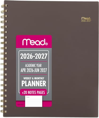 Mead Planner 2026-2027 Weekly & Monthly Academic 15-Month April-June, 8.5" x 11", Ground Coffee (CAW62004), (Pack of 12) - color: Ground Coffee, size: 8.5"W x 11"H (Pack of 12), style: 2026-2027