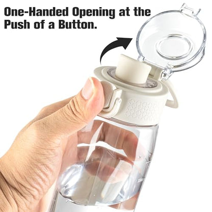 GOPPUS 20oz Kids Water Bottle with Time Marker & Handle, Tritan BPA-Free, Reusable Leakproof Anti-Dust Everyday, Clear Kids Water Bottles For School,Car Travel, Gifts Boys Girls(White) - color: A-clear