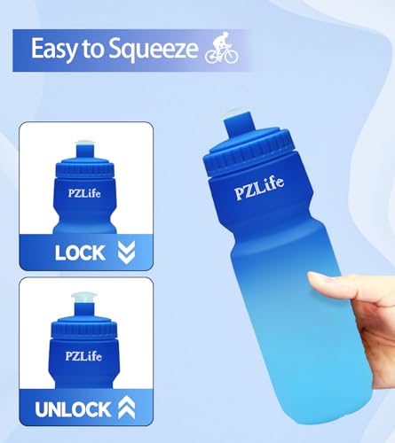 24oz Bike Squeeze Water Bottle, BPA Free Cycling Water Bottle,Leakproof, with Capacity Scale w/Pull Top Lid, Reusable Sport Water Bottle, for Bicycle, Gym,Mountain Bike 4Pack - color: z-4PCS