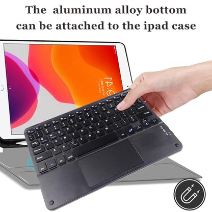 Wireless Bluetooth Keyboard, Ultra Slim Rechargeable Small Portable with Touchpad 10 Inch Wireless Keyboard, for Tablet Laptop Smartphone iOS Android Windows, Adult College Student Kids Gift(Black)