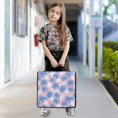 Tropical Palms Zipper Binder 3 Ring Binder 1.5 Inch with Zippers Shoulder Strap & Handle Binders Organizer Bag Pink Blue - color: Pink Blue