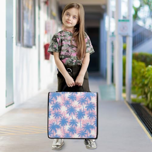 Tropical Palms Zipper Binder 3 Ring Binder 1.5 Inch with Zippers Shoulder Strap & Handle Binders Organizer Bag Pink Blue - color: Pink Blue