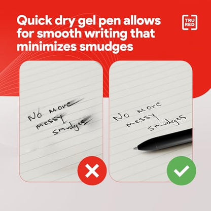 TRU RED Retractable Gel Pens, Medium Point 0.7mm, Black Ink, 12 Pack – Quick‑Dry Pens for No‑Smear Notes & Office Writing - color: Black, size: 12 Pack, style: Medium Point
