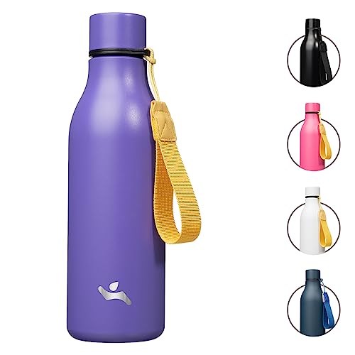 Konokyo Insulated Water Bottle with Strap,18 oz Double Wall Stainless Steel Vacuum Bottles Metal Water Flask,Purple - color: Purple, size: 18 Ounces