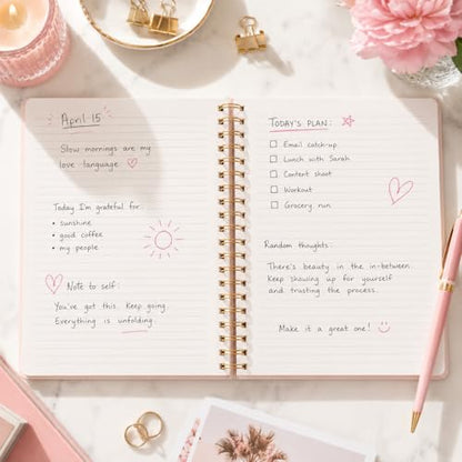 Pearhead Spiral Hardcover Notebook 8x10.5 – Pink Tiger College-Ruled Writing Journal with 200 Lined Pages, Perforated Paper for School, Notes & Creative Writing - color: Pink Tiger Spiral Notebook